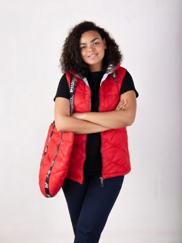 Krótka czerwona kamizelka-mat