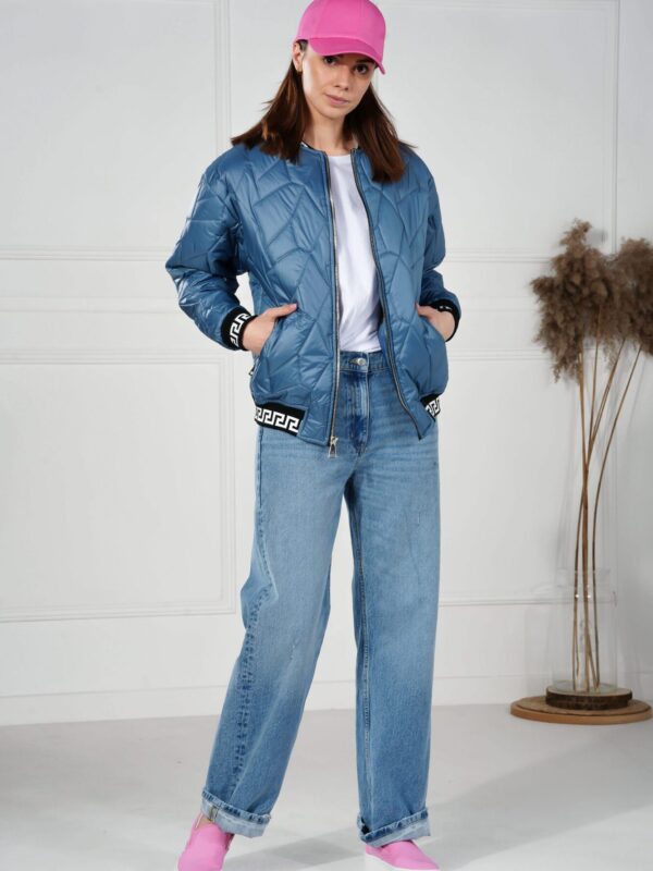 Bomberka jeans, pikowana, ocieplana - matowa