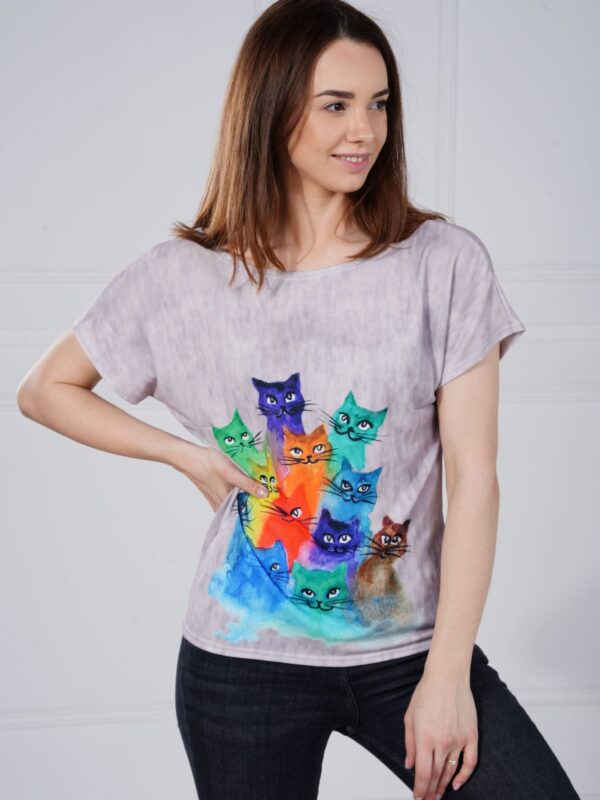 Szara koszulka - Tęczowe Koty